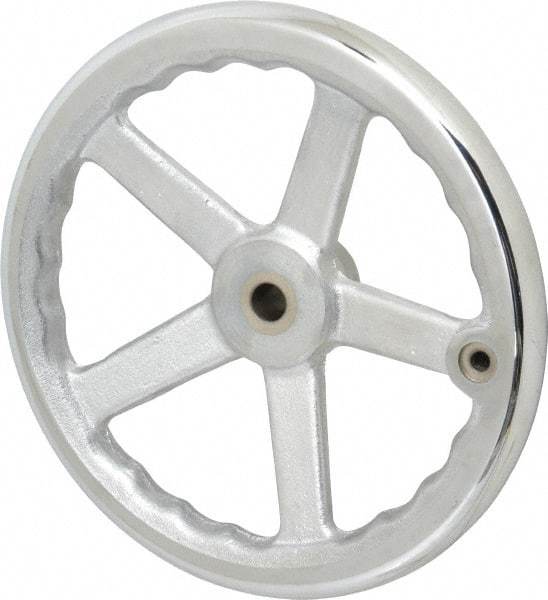 Gibraltar - 10", 5 Spoke Offset Handwheel - 0.622" Bore Diam, 1-7/8" Hub, Cast Iron, Chrome Plated Finish - Industrial Tool & Supply