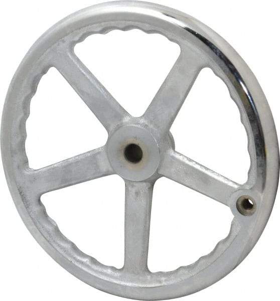 Gibraltar - 12", 5 Spoke Offset Handwheel - 0.622" Bore Diam, 2-5/32" Hub, Cast Iron, Chrome Plated Finish - Industrial Tool & Supply