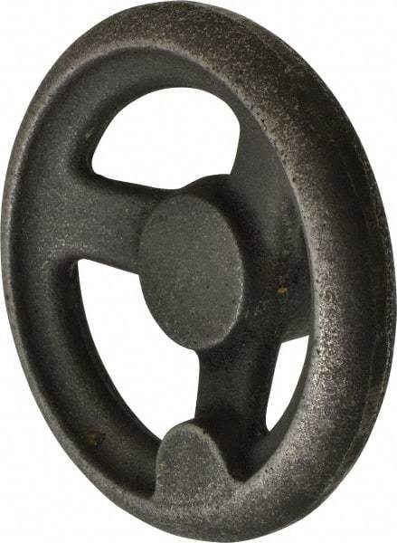 Gibraltar - 4", 3 Spoke Offset Handwheel - 1.2" Hub, Cast Iron, Plain Finish - Industrial Tool & Supply