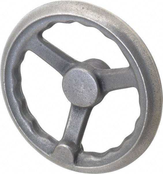 Gibraltar - 8", 3 Spoke Offset Handwheel - 2.44" Hub, Cast Iron, Plain Finish - Industrial Tool & Supply
