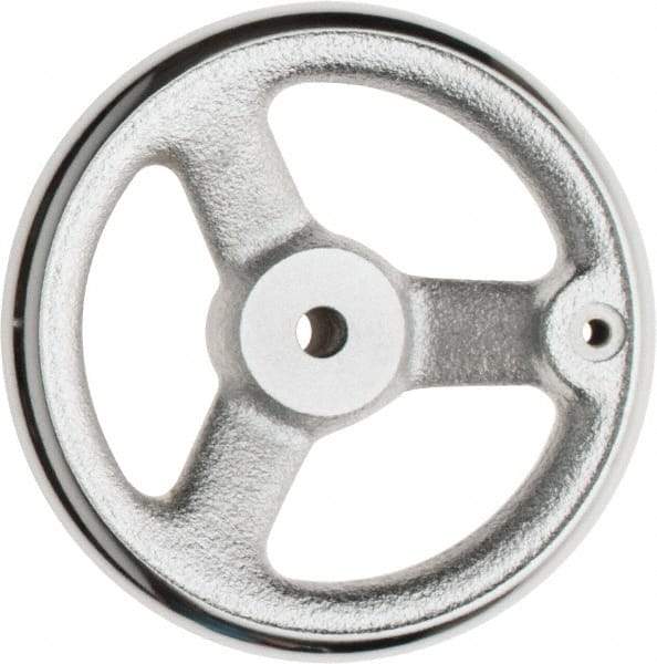 Value Collection - 5", 3 Spoke Offset Handwheel - 1.3" Hub, Cast Iron, Plain Finish - Industrial Tool & Supply