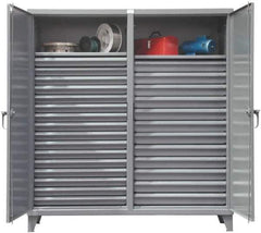 Strong Hold - 10 Bin Locking Storage Cabinet - Steel, 28" Wide x 20" Deep x 40" High, Dark Gray - Industrial Tool & Supply