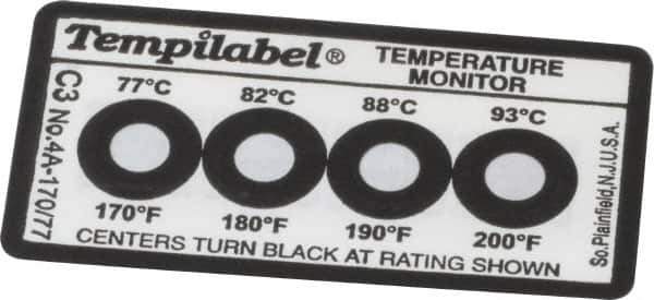 Tempil - 77/82/88/93°C Temp Indicating Label - 4 Ratings - Industrial Tool & Supply