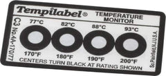 Tempil - 77/82/88/93°C Temp Indicating Label - 4 Ratings - Industrial Tool & Supply