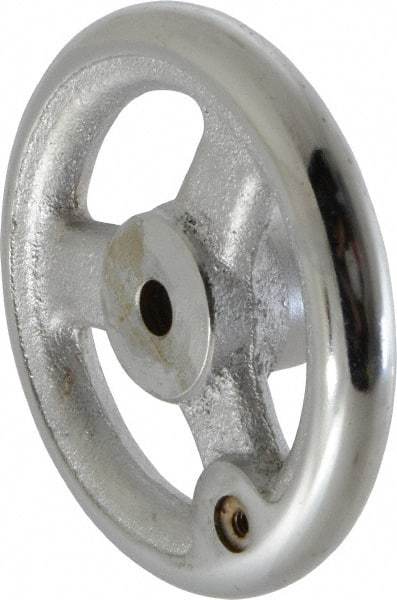 Gibraltar - 4", 3 Spoke Straight Handwheel - 1.2" Hub, Cast Iron, Chrome Plated Finish - Industrial Tool & Supply