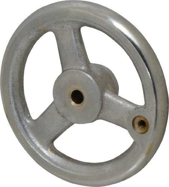 Gibraltar - 5", 3 Spoke Straight Handwheel - 1.4" Hub, Cast Iron, Chrome Plated Finish - Industrial Tool & Supply