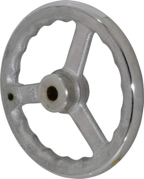 Gibraltar - 8", 3 Spoke Straight Handwheel - 1.8" Hub, Cast Iron, Chrome Plated Finish - Industrial Tool & Supply