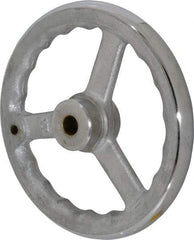 Gibraltar - 8", 3 Spoke Straight Handwheel - 1.8" Hub, Cast Iron, Chrome Plated Finish - Industrial Tool & Supply
