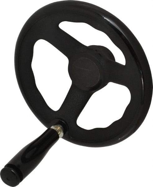 Value Collection - 6-1/4", 3 Spoke Offset Handwheel with Revolving Handle - Plastic, Plain Finish - Industrial Tool & Supply