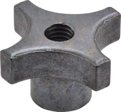 Made in USA - 1-1/2" Diam, 5/16-18 Thread, 7/8" High, Cast Steel, Cadmium Plated, Quick Acting Hand Knob - 11/16" Hub Diam, 21/64" Quick Release Distance, 1/2" Hub Height, 3/8" Head Height - Industrial Tool & Supply