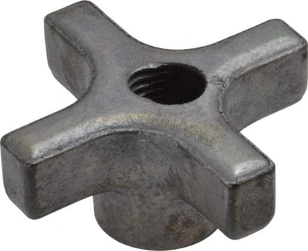 Made in USA - 2" Diam, 3/8-16 Thread, 1" High, Cast Steel, Cadmium Plated, Quick Acting Hand Knob - 13/16" Hub Diam, 25/64" Quick Release Distance, 1/2" Hub Height, 1/2" Head Height - Industrial Tool & Supply