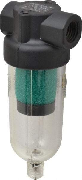 Norgren - 1/4" Port Coalescing Filter - Polycarbonate Bowl, Manual Drain, 150 Max psi, 0.01 Micron Rating, 1.63" Wide x 4-1/4" High - Industrial Tool & Supply