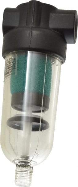 Norgren - 1/4" Port Coalescing Filter - Polycarbonate Bowl, Automatic Drain, 150 Max psi, 0.01 Micron Rating, 1.63" Wide x 4-1/4" High - Industrial Tool & Supply