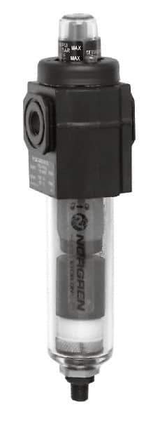 Norgren - 3/8" Port Coalescing Filter - Polycarbonate Bowl, Manual Drain, 150 Max psi, 0.01 Micron Rating, 1.98" Wide x 7-1/2" High - Industrial Tool & Supply