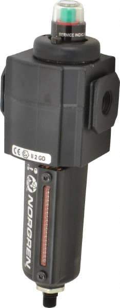 Norgren - 3/8" Port Coalescing Filter - Aluminum Bowl, Automatic Drain, 250 Max psi, 0.01 Micron Rating, 2.68" Wide x 8.16" High - Industrial Tool & Supply