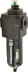 Norgren - 1/2" Port Coalescing Filter - Polycarbonate Bowl, Automatic Drain, 150 Max psi, 0.01 Micron Rating, 2.68" Wide x 8.16" High - Industrial Tool & Supply