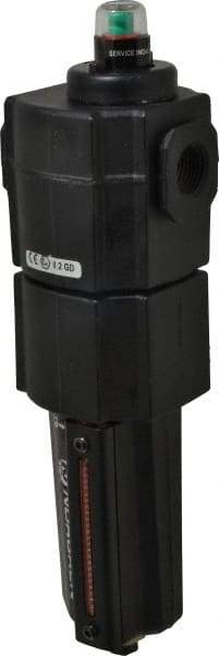 Norgren - 1/2" Port Coalescing Filter - Aluminum Bowl, Automatic Drain, 250 Max psi, 0.01 Micron Rating, 3.15" Wide x 11.4" High - Industrial Tool & Supply