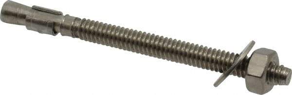 Red Head - 1/4" Diam, 1/4" Drill, 3-1/4" OAL, Wedge Expansion Concrete Anchor - 316 Stainless Steel, Hex Nut Head, Hex Drive, 2-1/4" Thread Length - Industrial Tool & Supply