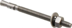 Red Head - 1/4" Diam, 1/4" Drill, 3-1/4" OAL, 3-3/16" Min Embedment Wedge Expansion Concrete Anchor - 304 Stainless Steel, Hex Nut Head, Hex Drive, 2-1/4" Thread Length - Industrial Tool & Supply