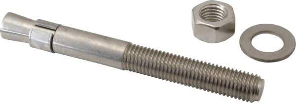 Red Head - 3/4" Diam, 3/4" Drill, 7" OAL, 3-3/16" Min Embedment Wedge Expansion Concrete Anchor - 304 Stainless Steel, Hex Nut Head, Hex Drive, 3-1/2" Thread Length - Industrial Tool & Supply