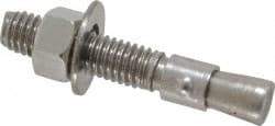 Red Head - 3/8" Diam, 3/8" Drill, 2-1/4" OAL, 1-5/8" Min Embedment Wedge Expansion Concrete Anchor - 304 Stainless Steel, Hex Nut Head, Hex Drive, 1-1/8" Thread Length - Industrial Tool & Supply