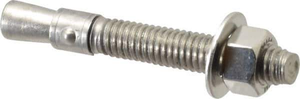 Red Head - 3/8" Diam, 3/8" Drill, 2-3/4" OAL, 2-1/2" Min Embedment Wedge Expansion Concrete Anchor - 304 Stainless Steel, Hex Nut Head, Hex Drive, 1-5/8" Thread Length - Industrial Tool & Supply