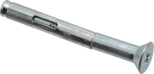 Red Head - 1/4" Diam, 1/4" Drill, 2-1/4" OAL, Sleeve Concrete Anchor - Steel, Zinc-Plated Finish, Flat Head, Phillips Drive - Industrial Tool & Supply