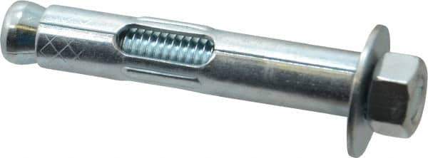 Red Head - 1/2" Diam, 1/2" Drill, 3" OAL, 1-5/8" Min Embedment Sleeve Concrete Anchor - Steel, Zinc-Plated Finish, Hex Nut Head, Hex Drive - Industrial Tool & Supply