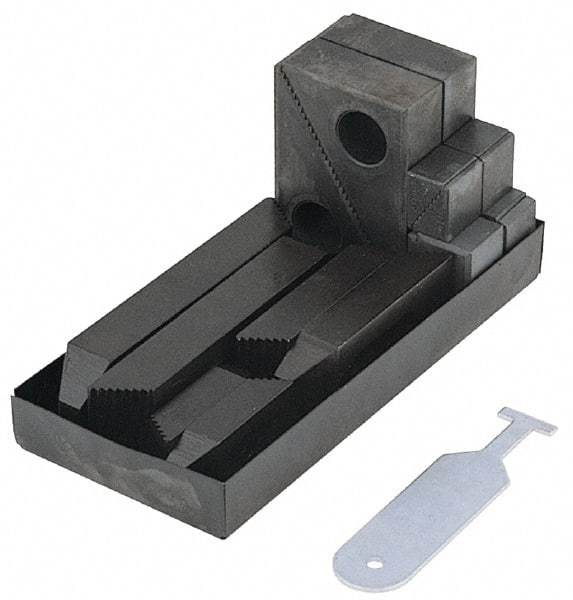 TE-CO - 13 Piece Fixturing Step Block & Clamp Set with 1" Step Block, 5/8 Stud Thread - Includes 6 Serrated End Clamps, 6 Step Blocks, Holder - Industrial Tool & Supply