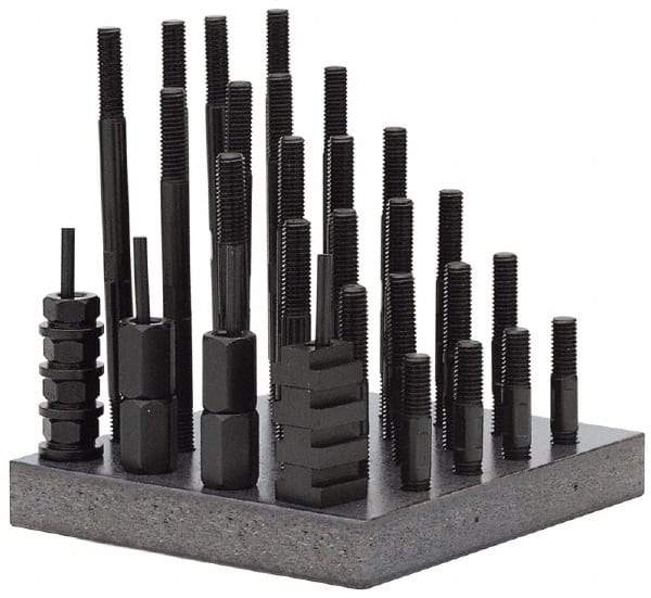 TE-CO - 38 Piece, 3/4-10 Stud, 7/8" T Slot, T Nut & Stud Kit - 1-1/2" T-Slot Nut Width, 3, 4, 5, 6, 7, 8" Stud Lengths - Industrial Tool & Supply