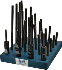 TE-CO - 38 Piece, 3/8-16 Stud, 7/16" T Slot, T Nut & Stud Kit - 11/16" T-Slot Nut Width, 3, 4, 5, 6, 7, 8" Stud Lengths - Industrial Tool & Supply
