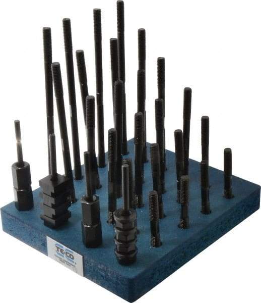 TE-CO - 38 Piece, 3/8-16 Stud, 1/2" T Slot, T Nut & Stud Kit - 7/8" T-Slot Nut Width, 3, 4, 5, 6, 7, 8" Stud Lengths - Industrial Tool & Supply