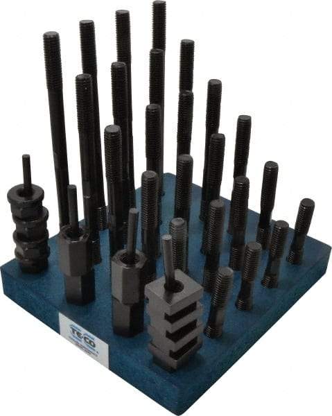 TE-CO - 38 Piece, 1/2-13 Stud, 5/8" T Slot, T Nut & Stud Kit - 1" T-Slot Nut Width, 3, 4, 5, 6, 7, 8" Stud Lengths - Industrial Tool & Supply
