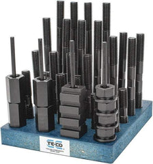 TE-CO - 38 Piece, 5/8-11 Stud, 3/4" T Slot, T Nut & Stud Kit - 1-1/4" T-Slot Nut Width, 3, 4, 5, 6, 7, 8" Stud Lengths - Industrial Tool & Supply