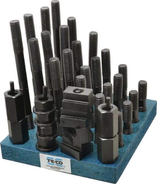 TE-CO - 38 Piece, 5/8-11 Stud, 13/16" T Slot, T Nut & Stud Kit - 1-1/4" T-Slot Nut Width, 3, 4, 5, 6, 7, 8" Stud Lengths - Industrial Tool & Supply