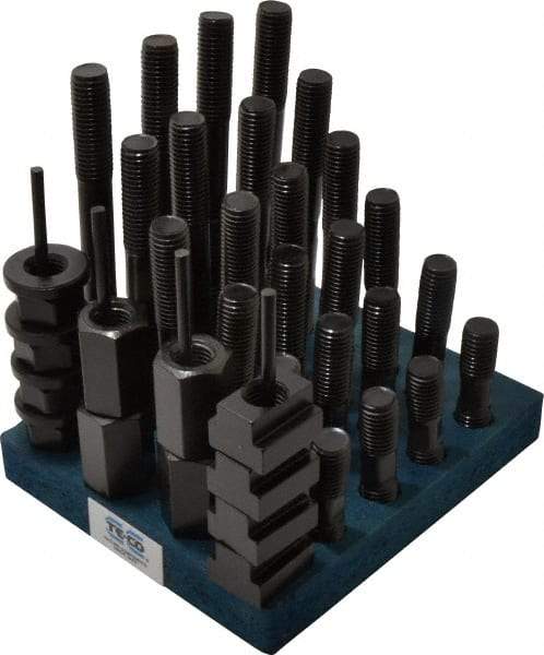 TE-CO - 38 Piece, 3/4-10 Stud, 13/16" T Slot, T Nut & Stud Kit - 1-1/4" T-Slot Nut Width, 3, 4, 5, 6, 7, 8" Stud Lengths - Industrial Tool & Supply