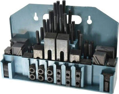 Value Collection - 52 Piece Fixturing Step Block & Clamp Set with 1" Step Block, 7/16" T-Slot, 3/8-16 Stud Thread - 11/16" Nut Width, 3, 4, 5, 6, 7 & 8" Stud Lengths - Industrial Tool & Supply