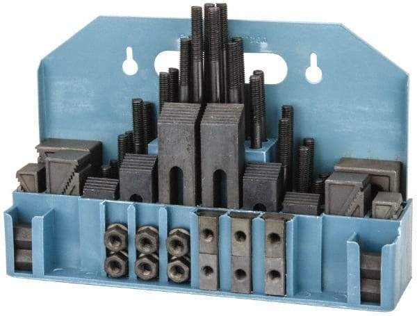 Value Collection - 52 Piece Fixturing Step Block & Clamp Set with 1" Step Block, 9/16" T-Slot, 3/8-16 Stud Thread - 7/8" Nut Width, 3, 4, 5, 6, 7 & 8" Stud Lengths - Industrial Tool & Supply