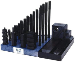 Gibraltar - 50 Piece Fixturing Step Block & Clamp Set with 1" Step Block, 3/4" T-Slot, 5/8-11 Stud Thread - 1-1/4" Nut Width, 3, 4, 5, 6, 7 & 8" Stud Lengths - Industrial Tool & Supply