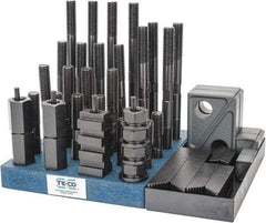 TE-CO - 50 Piece Fixturing Step Block & Clamp Set with 1" Step Block, 11/16" T-Slot, 5/8-11 Stud Thread - 1-1/8" Nut Width, 3, 4, 5, 6, 7 & 8" Stud Lengths - Industrial Tool & Supply