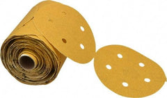 Norton - 5" Diam, 80 Grit Aluminum Oxide Adhesive PSA Disc - Coarse Grade, Gold, C Weighted Backing, Flexible - Industrial Tool & Supply
