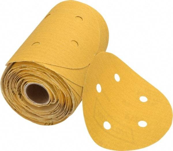 Norton - 5" Diam, 120 Grit Aluminum Oxide Adhesive PSA Disc - Fine Grade, Gold, C Weighted Backing, Flexible - Industrial Tool & Supply