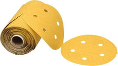 Norton - 5" Diam, 150 Grit Aluminum Oxide Adhesive PSA Disc - Medium Grade, Gold, C Weighted Backing, Flexible - Industrial Tool & Supply