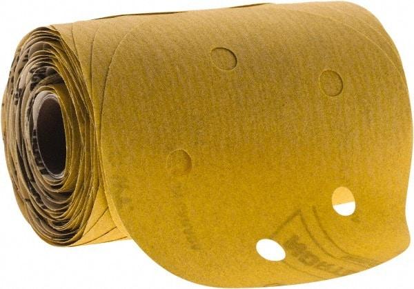 Norton - 5" Diam, 180 Grit Aluminum Oxide Adhesive PSA Disc - Fine Grade, Gold, C Weighted Backing, Flexible - Industrial Tool & Supply