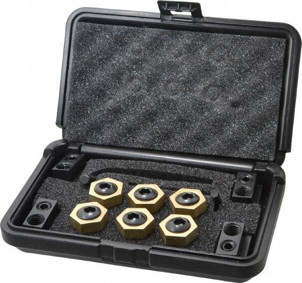 Mitee-Bite - 12 Piece Fixture Clamp T-Slot Kit with 1" Step Block, 5/8" T-Slot, 1/2-13 Stud Thread - 3/8" Nut Width - Industrial Tool & Supply