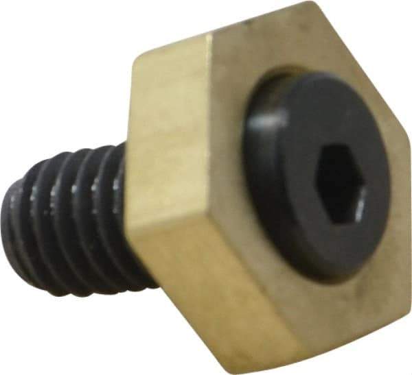 Mitee-Bite - 13/16" Brass Hex, 3/8-16 Stud Thread, Symmetrical Hex Clamp - 1/4" Hex Height, 2,000 Lb Holding Force, Hardened Steel Stud, 23/32" Long Thread, 20.8 Ft/Lb Torque, 10 Clamps - Industrial Tool & Supply