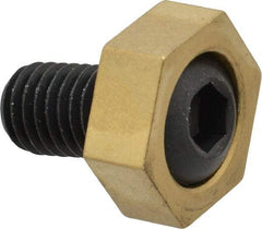 Mitee-Bite - 1" Brass Hex, 1/2-13 Stud Thread, Symmetrical Hex Clamp - 3/8" Hex Height, 4,000 Lb Holding Force, Hardened Steel Stud, 29/32" Long Thread, 65 Ft/Lb Torque, 8 Clamps - Industrial Tool & Supply