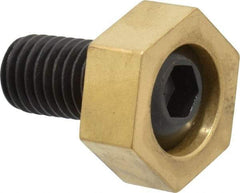Mitee-Bite - 1-3/16" Brass Hex, 5/8-11 Stud Thread, Symmetrical Hex Clamp - 1/2" Hex Height, 6,000 Lb Holding Force, Hardened Steel Stud, 1-1/8" Long Thread, 100 Ft/Lb Torque, 4 Clamps - Industrial Tool & Supply