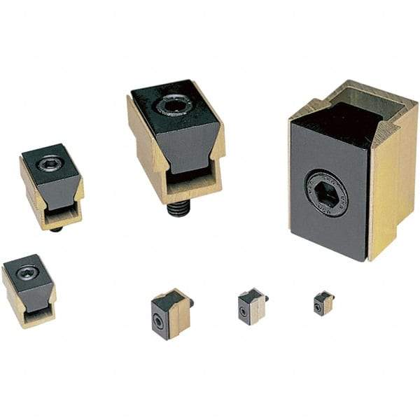 Mitee-Bite - 1,500 Lb Holding Force Single T-Slot Wedge Clamp - 0.635" Wide x 0.94" Deep x 3/4" High Base, 0.735 to 0.785" Jaw Spread, 10.8 Lb/Ft Torque, 1/4-20 Screw Thread - Industrial Tool & Supply