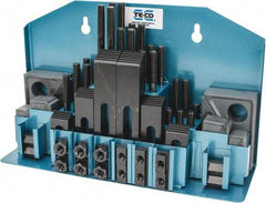 TE-CO - 52 Piece Fixturing Step Block & Clamp Set with 25mm Step Block, 12mm T-Slot, M10x1.5 Stud Thread - 19mm Nut Width, 80, 110, 125, 150, 175 & 200mm Stud Lengths - Industrial Tool & Supply